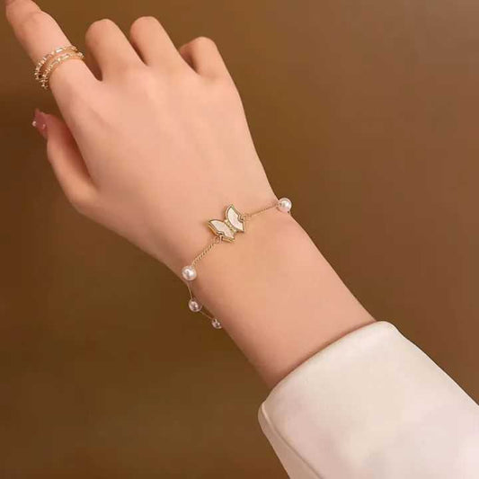 Pearl Butterfly Hand Necklace
